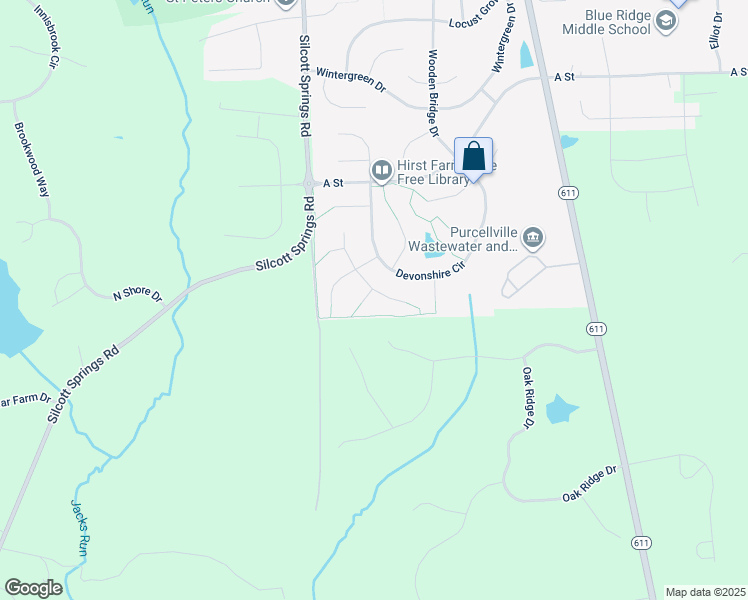 map of restaurants, bars, coffee shops, grocery stores, and more near 400 Heartwood Court in Purcellville