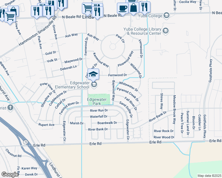 map of restaurants, bars, coffee shops, grocery stores, and more near 1861 Ocean Park Court in Marysville