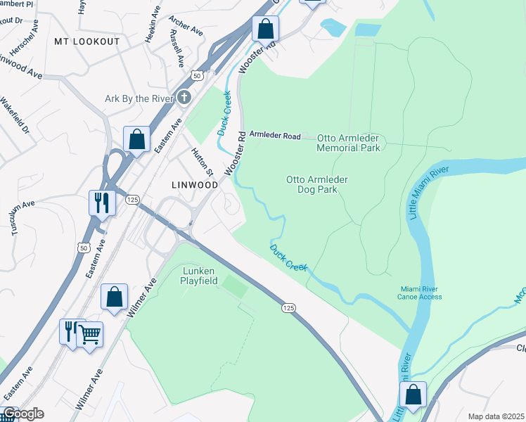 map of restaurants, bars, coffee shops, grocery stores, and more near 5050 Wooster Road in Cincinnati