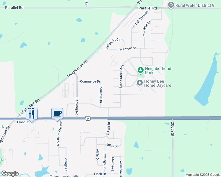 map of restaurants, bars, coffee shops, grocery stores, and more near 2005 Hidden Valley Court in Tonganoxie