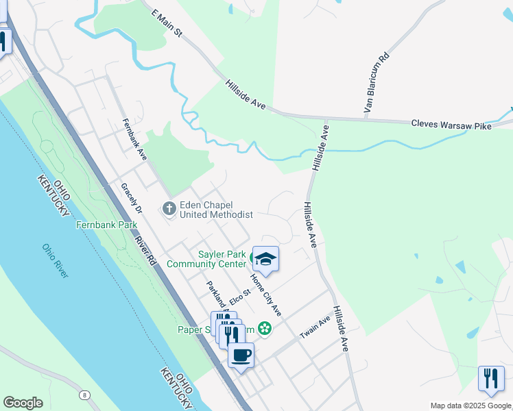 map of restaurants, bars, coffee shops, grocery stores, and more near 6820 Daniels Walk in Cincinnati