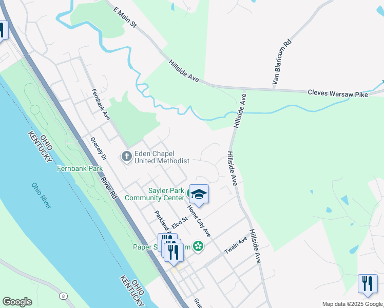 map of restaurants, bars, coffee shops, grocery stores, and more near 6820 Daniels Walk in Cincinnati