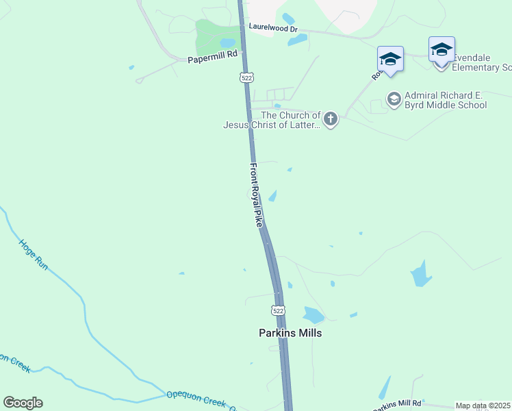 map of restaurants, bars, coffee shops, grocery stores, and more near 1564 Front Royal Pike in Winchester