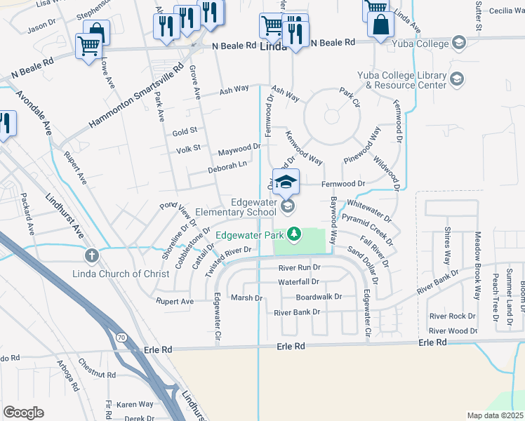 map of restaurants, bars, coffee shops, grocery stores, and more near 5703 Twisted River Court in Marysville