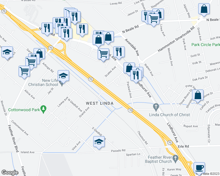 map of restaurants, bars, coffee shops, grocery stores, and more near 1292 Hammonton Road West in Marysville