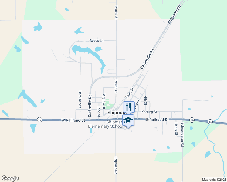 map of restaurants, bars, coffee shops, grocery stores, and more near 436 Prairie Street in Shipman
