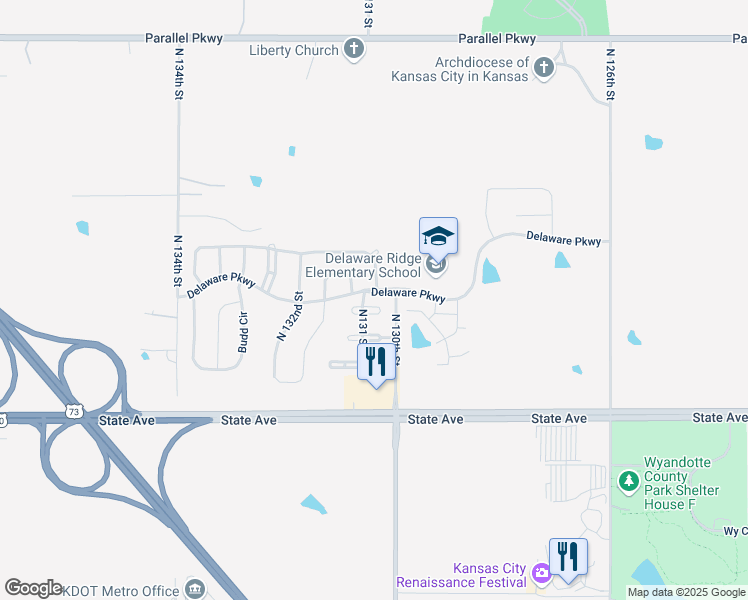 map of restaurants, bars, coffee shops, grocery stores, and more near 13016 Everett Court in Kansas City