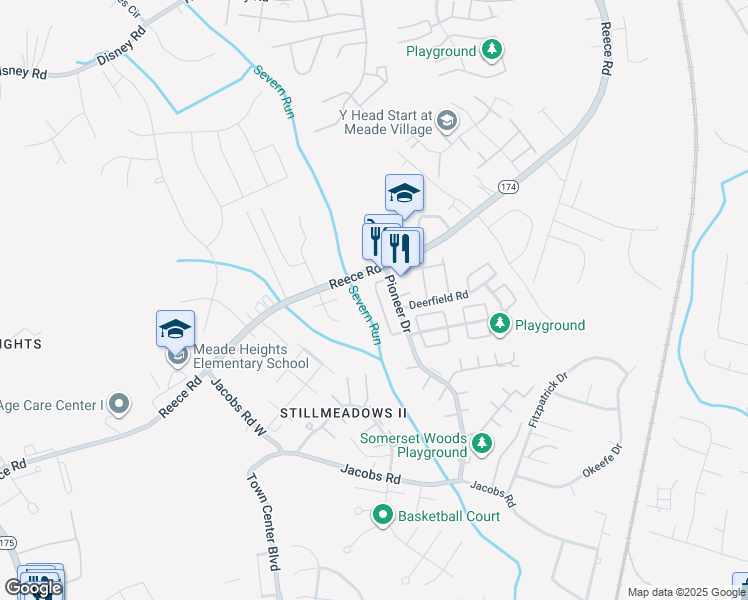 map of restaurants, bars, coffee shops, grocery stores, and more near 8245 Severn Orchard Circle in Severn