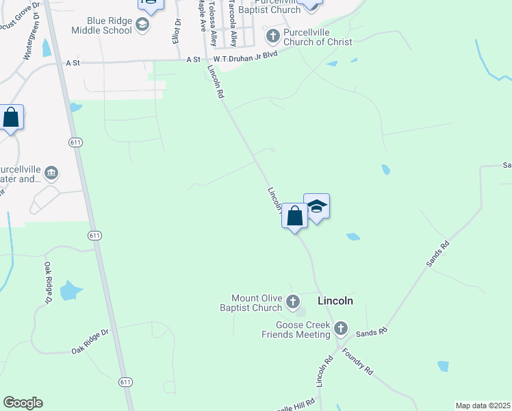 map of restaurants, bars, coffee shops, grocery stores, and more near in Purcellville