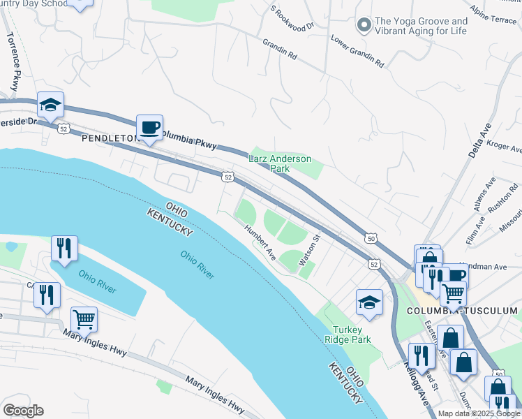 map of restaurants, bars, coffee shops, grocery stores, and more near 254 Brown Road in Cincinnati