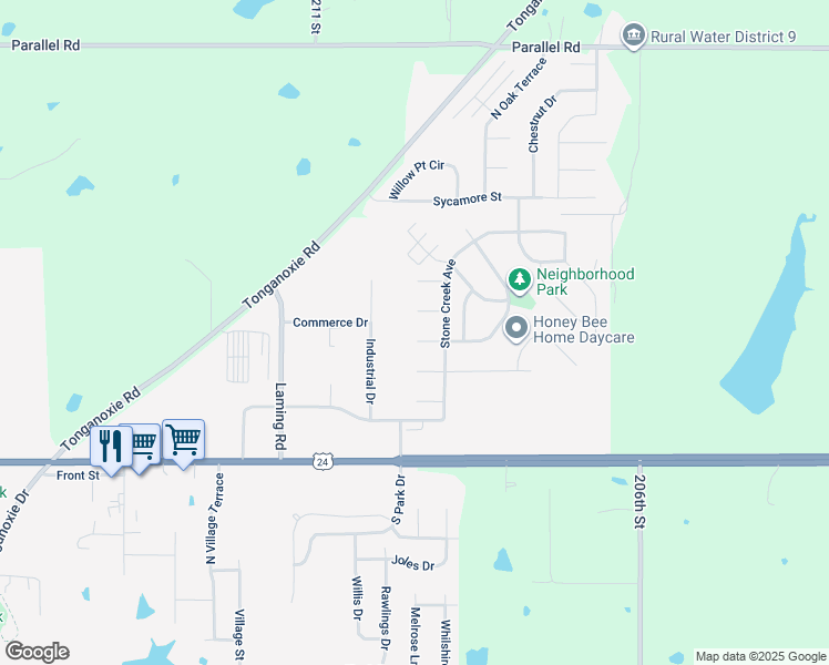 map of restaurants, bars, coffee shops, grocery stores, and more near 2005 Hidden Valley Court in Tonganoxie