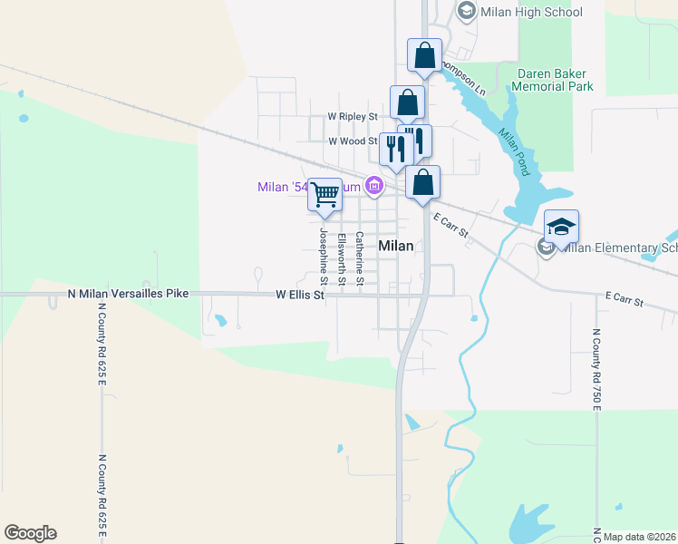 map of restaurants, bars, coffee shops, grocery stores, and more near 412 George Street in Milan
