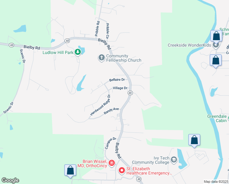 map of restaurants, bars, coffee shops, grocery stores, and more near 2512 Knoll Court in Lawrenceburg