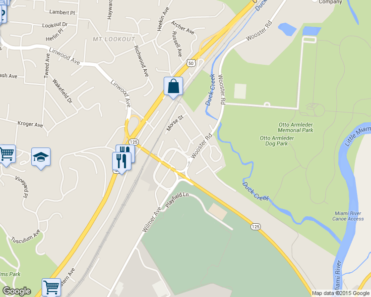 map of restaurants, bars, coffee shops, grocery stores, and more near 3766 Kenilworth Pl in Cincinnati