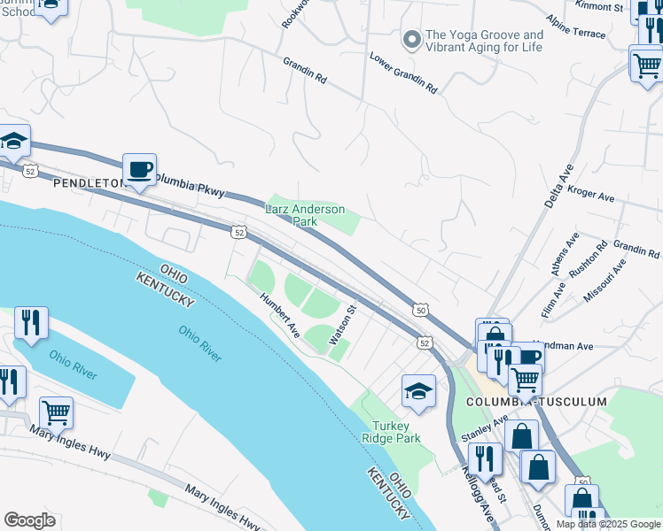 map of restaurants, bars, coffee shops, grocery stores, and more near 3095 Walworth Avenue in Cincinnati