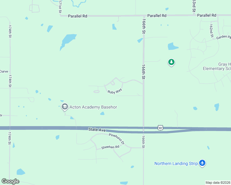map of restaurants, bars, coffee shops, grocery stores, and more near 16731 Ruby Way in Basehor