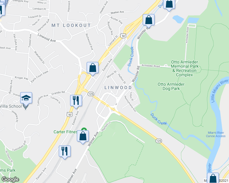 map of restaurants, bars, coffee shops, grocery stores, and more near 3766 Kenilworth Place in Cincinnati