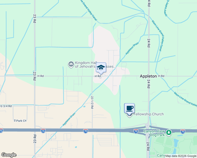 map of restaurants, bars, coffee shops, grocery stores, and more near 2355 H Rd in Grand Junction