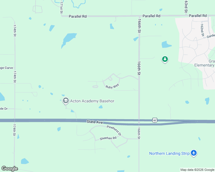 map of restaurants, bars, coffee shops, grocery stores, and more near 16749 Ruby Way in Basehor