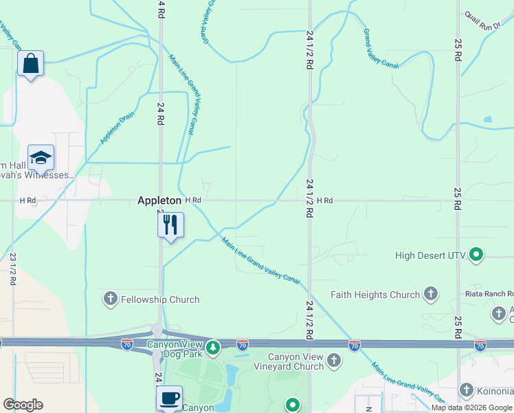 map of restaurants, bars, coffee shops, grocery stores, and more near 2433 H Road in Grand Junction