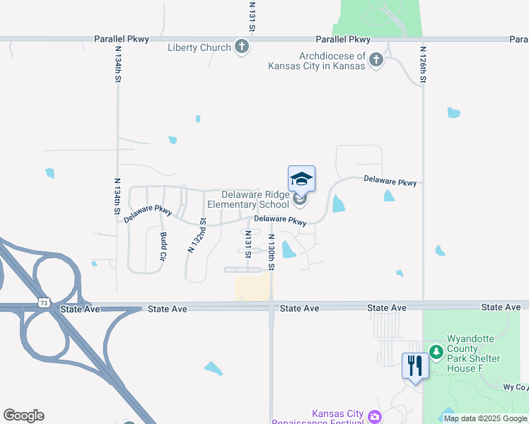 map of restaurants, bars, coffee shops, grocery stores, and more near 13016 Everett Court in Kansas City