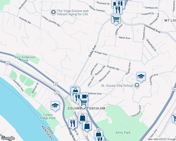 map of restaurants, bars, coffee shops, grocery stores, and more near 554 Empress Avenue in Cincinnati