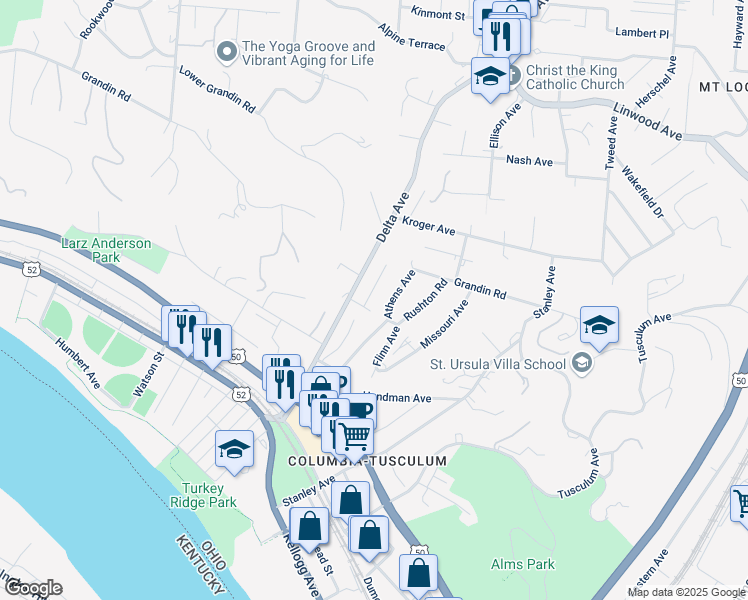 map of restaurants, bars, coffee shops, grocery stores, and more near 556 Empress Avenue in Cincinnati