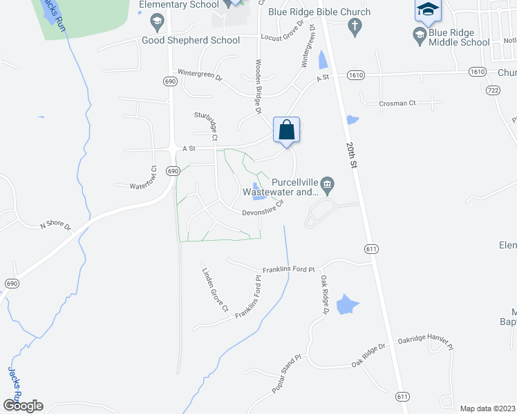 map of restaurants, bars, coffee shops, grocery stores, and more near 901 Devonshire Circle in Purcellville
