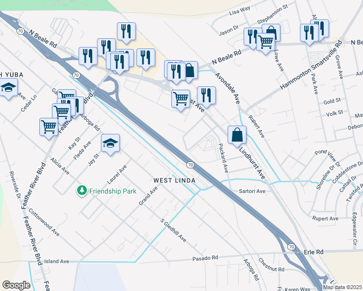 map of restaurants, bars, coffee shops, grocery stores, and more near 1292 Hammonton Road West in Marysville