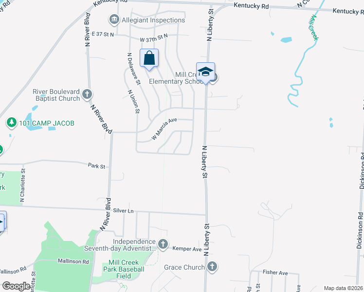 map of restaurants, bars, coffee shops, grocery stores, and more near 401 West 28 Street North in Independence