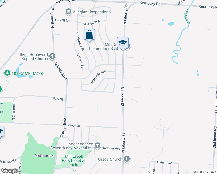 map of restaurants, bars, coffee shops, grocery stores, and more near 401 West 28 Street North in Independence