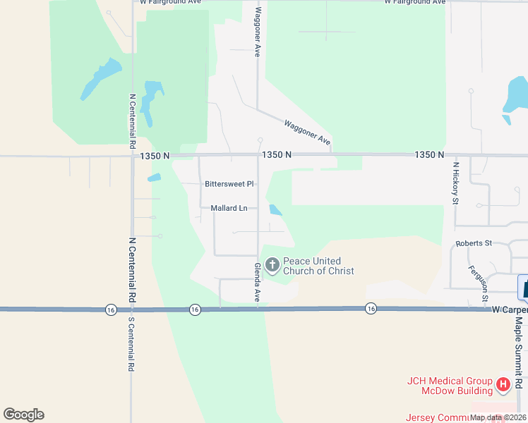 map of restaurants, bars, coffee shops, grocery stores, and more near 23354 Glenda Avenue in Jerseyville