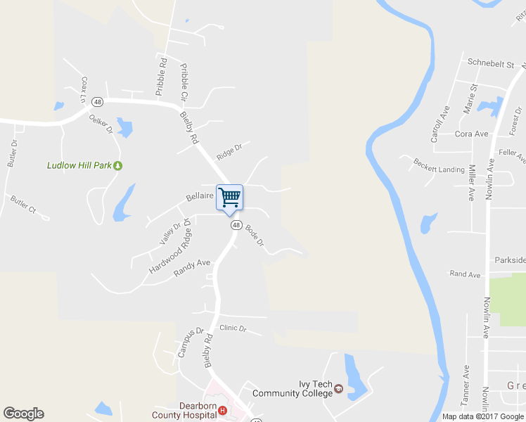 map of restaurants, bars, coffee shops, grocery stores, and more near 951 Primrose Drive in Lawrenceburg