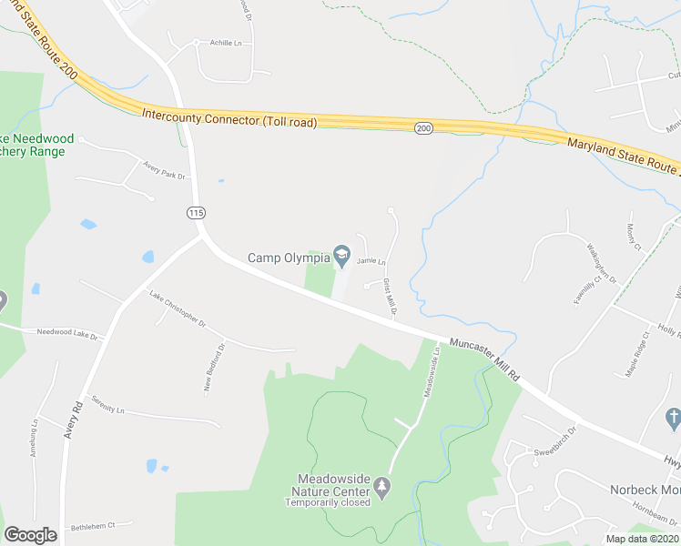 map of restaurants, bars, coffee shops, grocery stores, and more near 5511 Muncaster Mill Road in Rockville