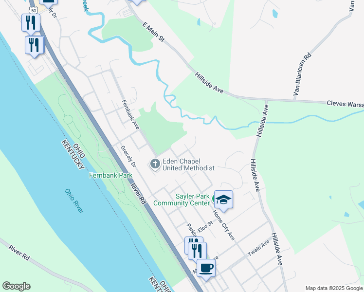 map of restaurants, bars, coffee shops, grocery stores, and more near 6924 Sayler Avenue in Cincinnati