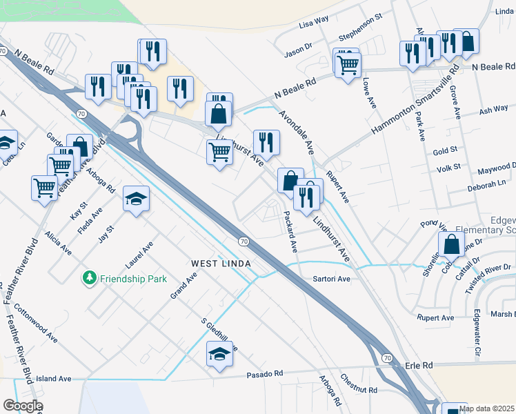 map of restaurants, bars, coffee shops, grocery stores, and more near 1341 Hammonton Road West in Marysville