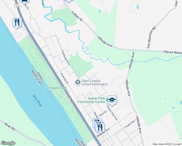 map of restaurants, bars, coffee shops, grocery stores, and more near 6924 Sayler Avenue in Cincinnati