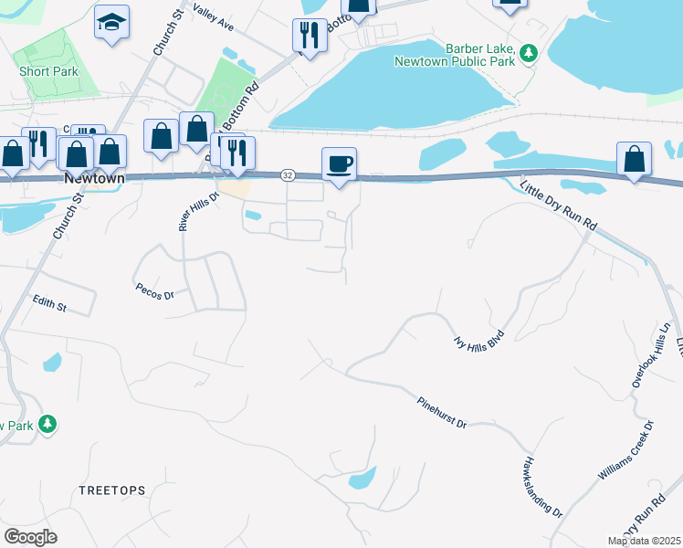 map of restaurants, bars, coffee shops, grocery stores, and more near 7479 Valley View Place in Cincinnati