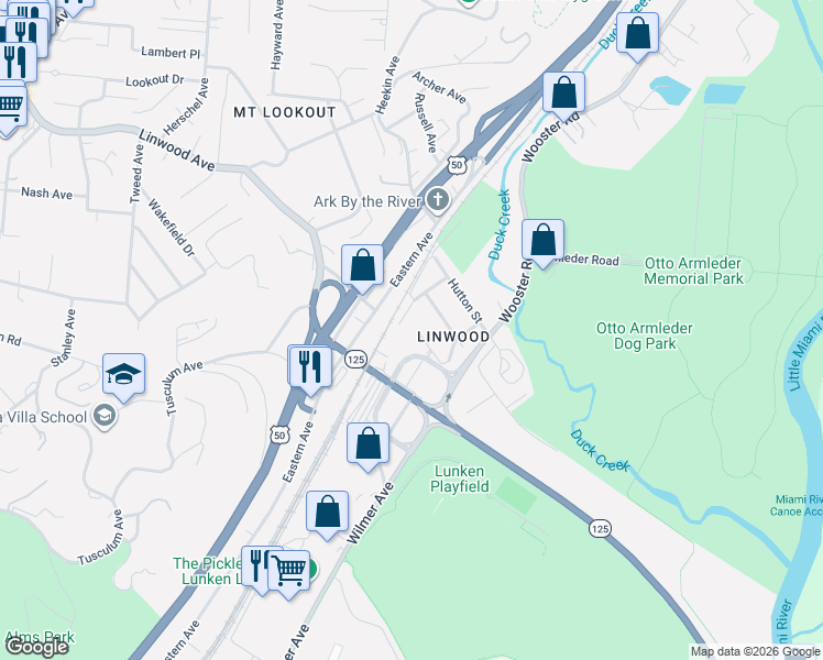 map of restaurants, bars, coffee shops, grocery stores, and more near 4803 Morse Street in Cincinnati