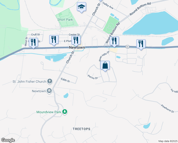 map of restaurants, bars, coffee shops, grocery stores, and more near 7209 English Drive in Cincinnati