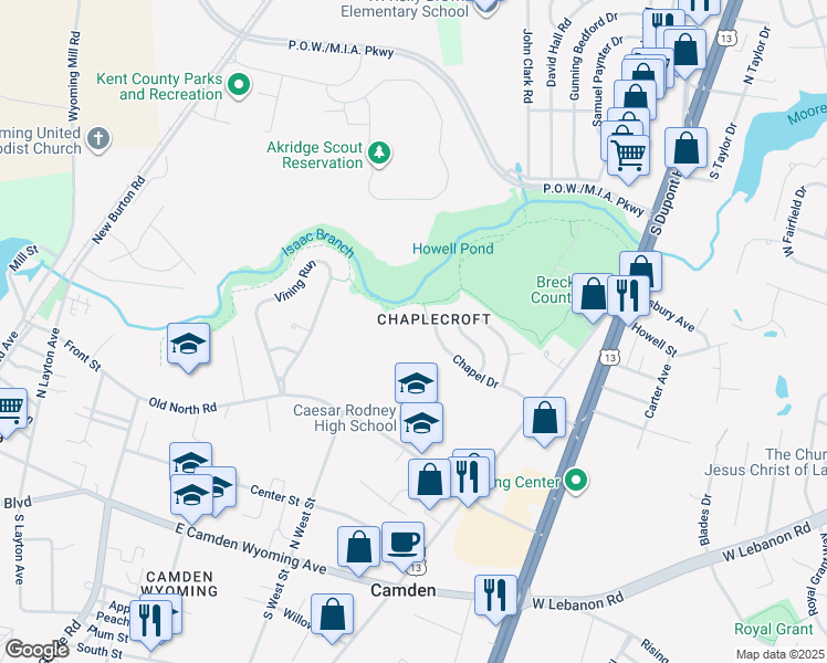 map of restaurants, bars, coffee shops, grocery stores, and more near 323 Cambridge Road in Camden