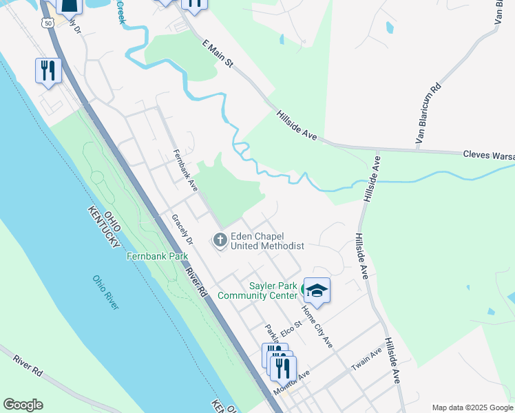 map of restaurants, bars, coffee shops, grocery stores, and more near 6924 Sayler Avenue in Cincinnati