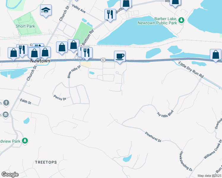 map of restaurants, bars, coffee shops, grocery stores, and more near 7479 Valley View Place in Cincinnati