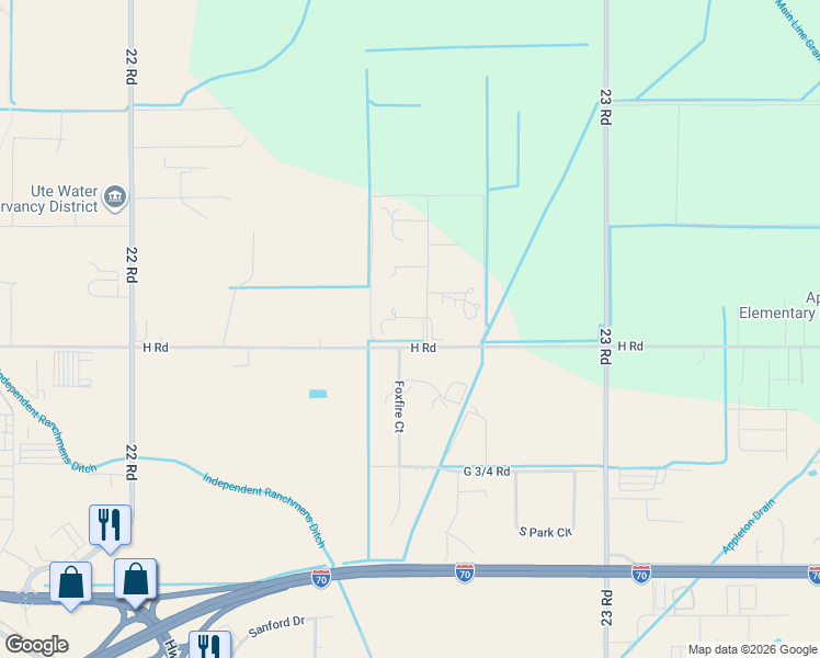 map of restaurants, bars, coffee shops, grocery stores, and more near 803 Mease Road in Grand Junction