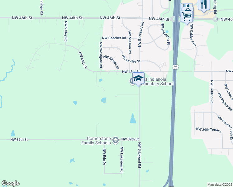 map of restaurants, bars, coffee shops, grocery stores, and more near 4133 Northwest Brickyard Road in Topeka