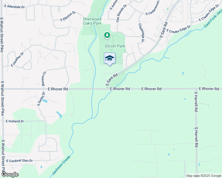 map of restaurants, bars, coffee shops, grocery stores, and more near 2101 East Rhorer Road in Bloomington