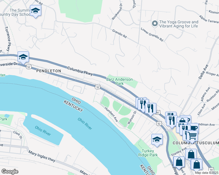 map of restaurants, bars, coffee shops, grocery stores, and more near in Cincinnati