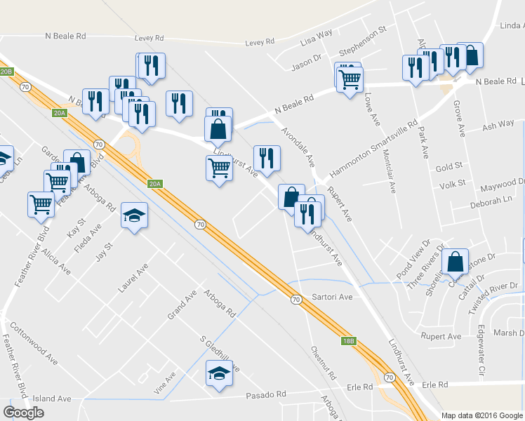 map of restaurants, bars, coffee shops, grocery stores, and more near 1341 Hammonton Road West in Marysville