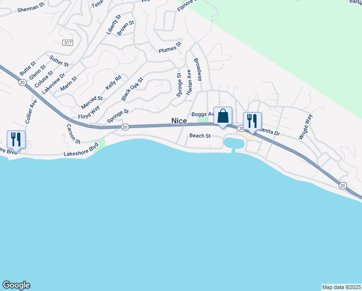 map of restaurants, bars, coffee shops, grocery stores, and more near 3216 Lakeshore Boulevard in Nice