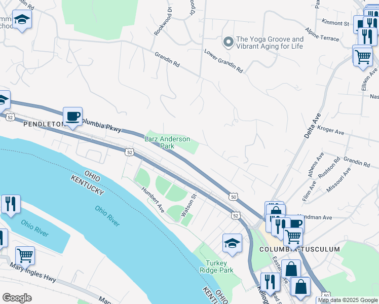 map of restaurants, bars, coffee shops, grocery stores, and more near 3042 Ononta Avenue in Cincinnati